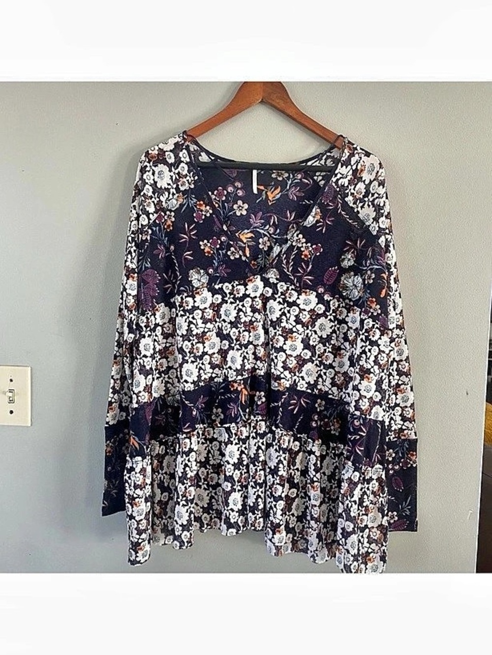 Free People Floral Long Sleeve Blouse Size Small